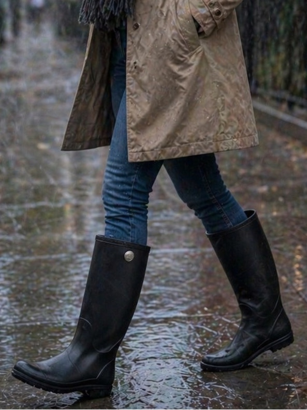 UGG Women's Black Tall Waterproof Rain Boots
